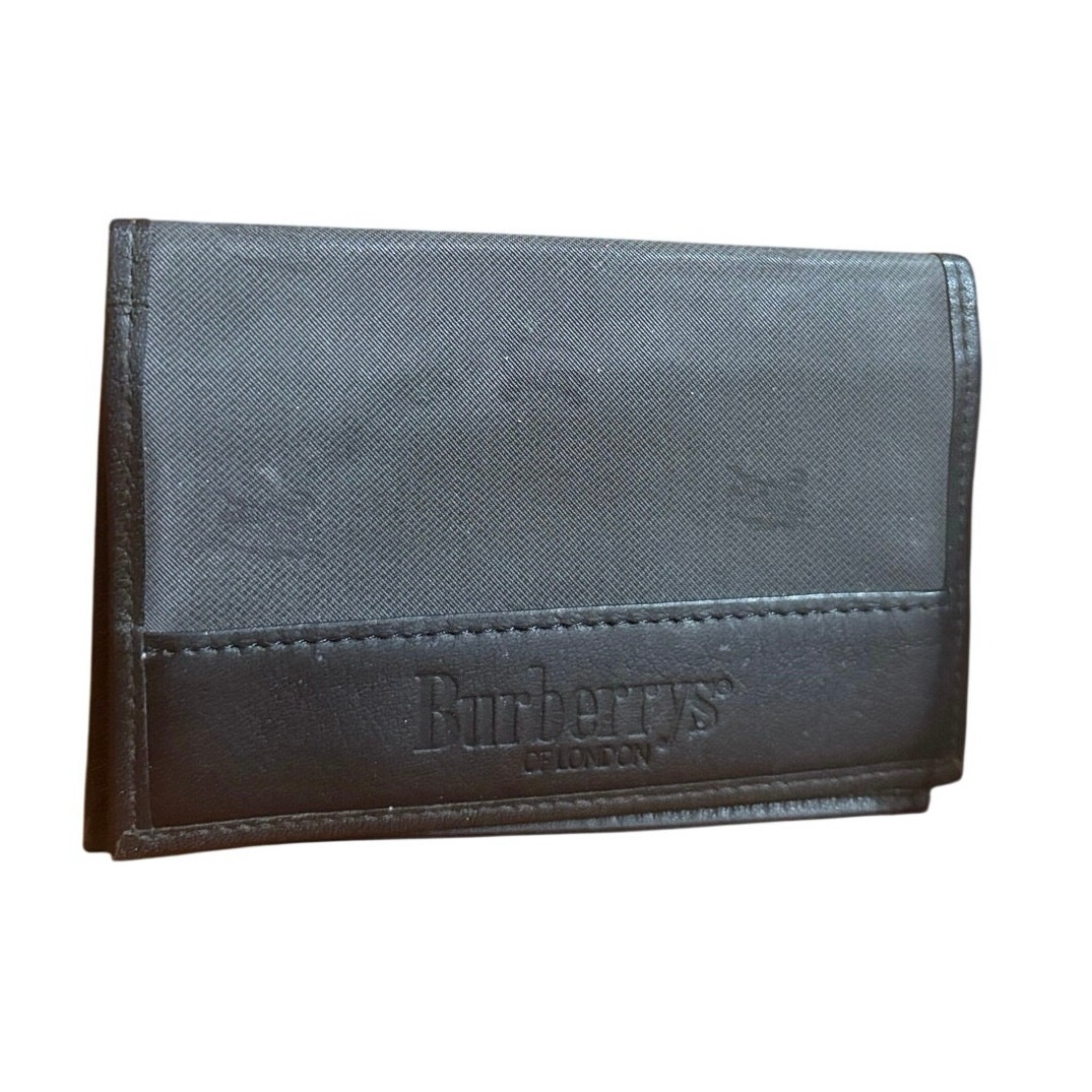 Burberrys Vintage Bifold Wallet Horizontal Leather Trim Slim Authentic Coa